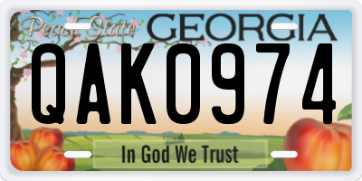 GA license plate QAK0974