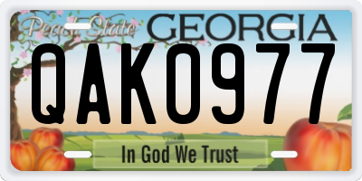 GA license plate QAK0977