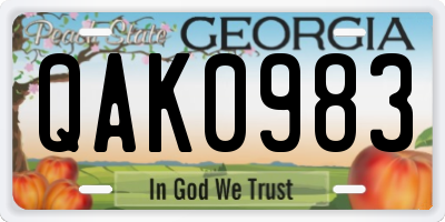 GA license plate QAK0983