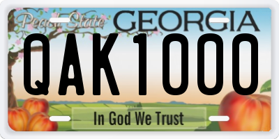 GA license plate QAK1000