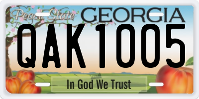 GA license plate QAK1005