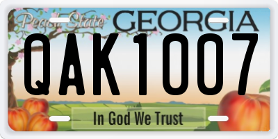GA license plate QAK1007