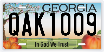 GA license plate QAK1009