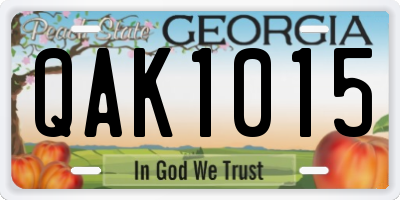 GA license plate QAK1015