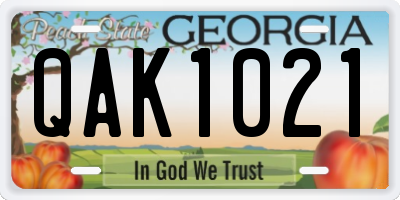 GA license plate QAK1021