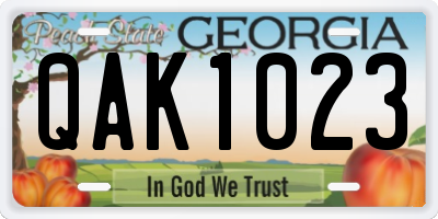 GA license plate QAK1023