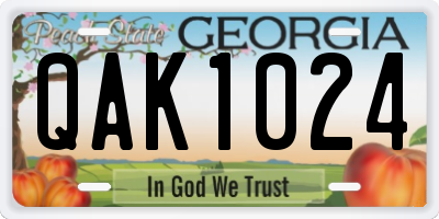 GA license plate QAK1024