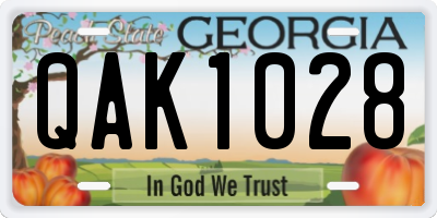 GA license plate QAK1028