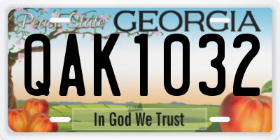 GA license plate QAK1032