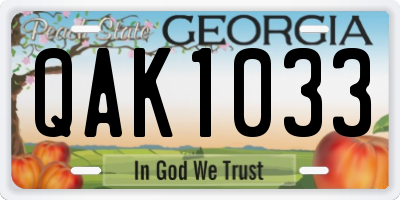 GA license plate QAK1033