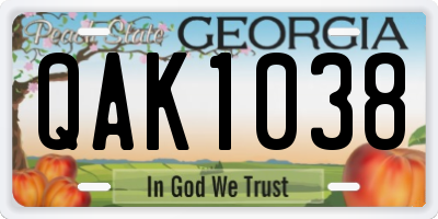 GA license plate QAK1038