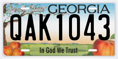 GA license plate QAK1043