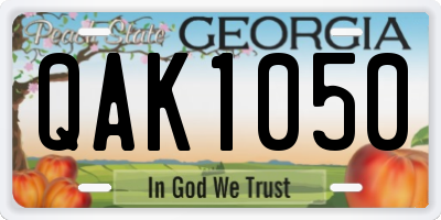 GA license plate QAK1050