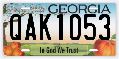 GA license plate QAK1053