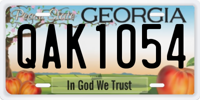GA license plate QAK1054