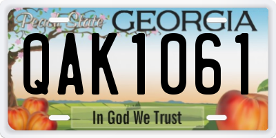 GA license plate QAK1061