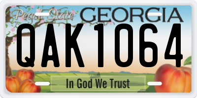 GA license plate QAK1064
