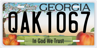 GA license plate QAK1067