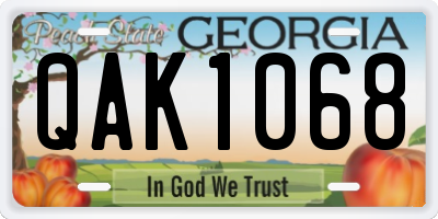GA license plate QAK1068