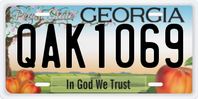 GA license plate QAK1069