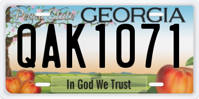 GA license plate QAK1071