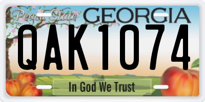 GA license plate QAK1074