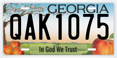 GA license plate QAK1075