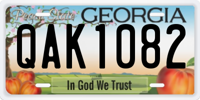 GA license plate QAK1082