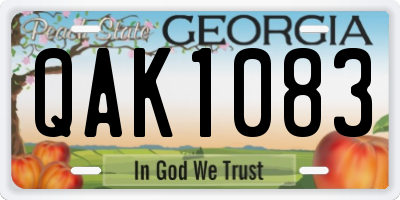GA license plate QAK1083