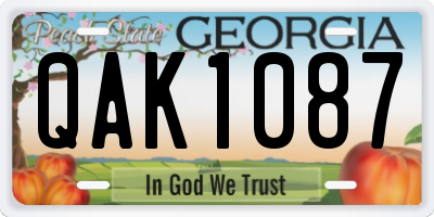 GA license plate QAK1087