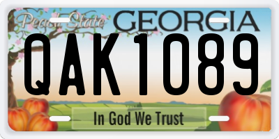 GA license plate QAK1089