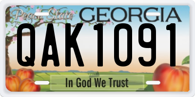GA license plate QAK1091
