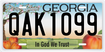 GA license plate QAK1099