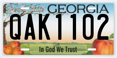 GA license plate QAK1102