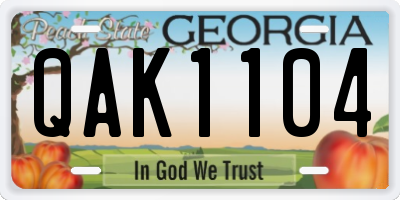 GA license plate QAK1104