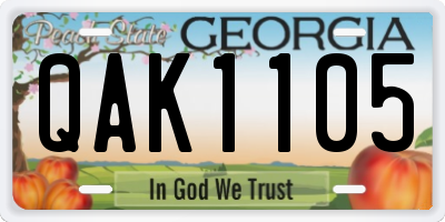 GA license plate QAK1105