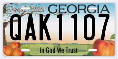 GA license plate QAK1107