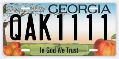GA license plate QAK1111