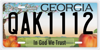GA license plate QAK1112