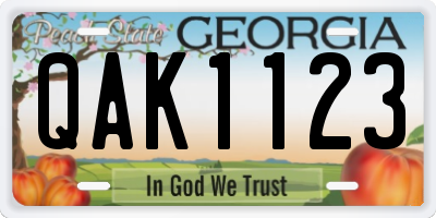 GA license plate QAK1123