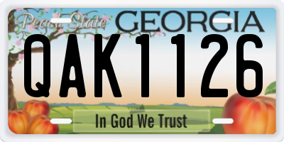GA license plate QAK1126