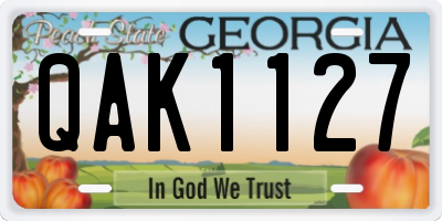 GA license plate QAK1127