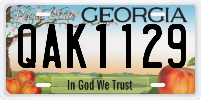 GA license plate QAK1129