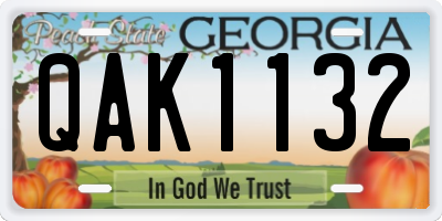 GA license plate QAK1132