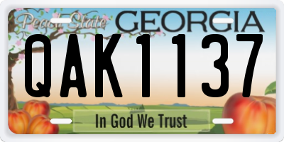 GA license plate QAK1137
