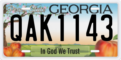 GA license plate QAK1143