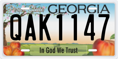 GA license plate QAK1147