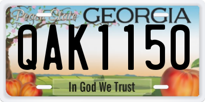 GA license plate QAK1150