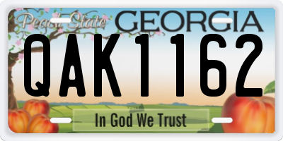 GA license plate QAK1162