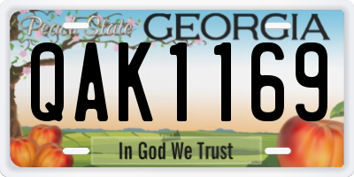GA license plate QAK1169